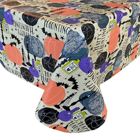 Happy haunting Halloween flannel backed tablecloth - Picture 1 of 6